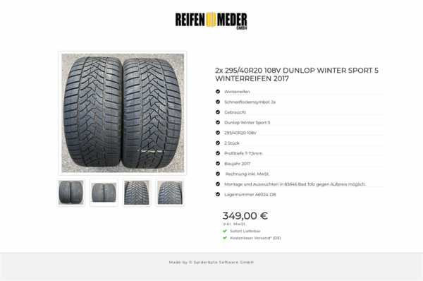 2x 295/40R20 108V DUNLOP WINTER SPORT 5 WINTERREIFEN 2017 #17IF – Bild 5