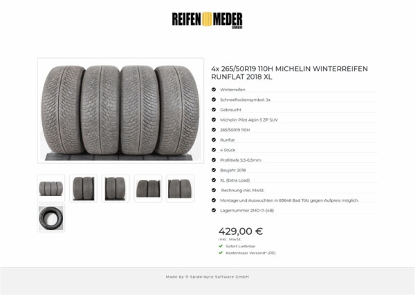 4x 265/50R19 110H MICHELIN WINTERREIFEN RUNFLAT 2018 XL #14EQ – Bild 7