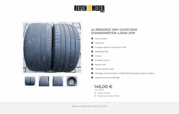 2x 295/40R20 106Y GOODYEAR SOMMERREIFEN 4,5MM 2019 #10CL – Bild 5