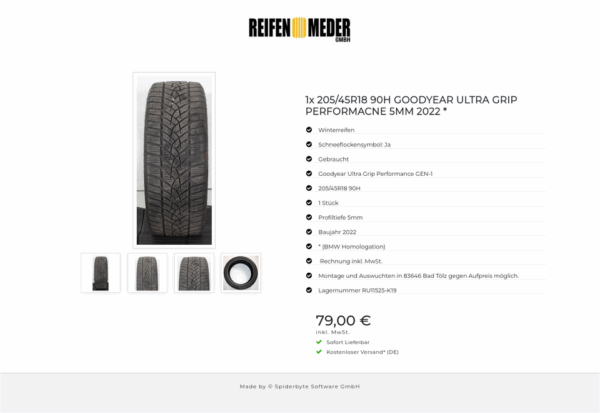 1x 205/45R18 90H GOODYEAR ULTRA GRIP PERFORMACNE 5MM 2022 * #1WPS – Bild 5