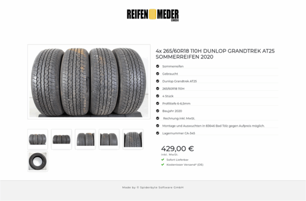 4x 265/60R18 110H DUNLOP GRANDTREK AT25 SOMMERREIFEN 2020 #1PTB – Bild 7