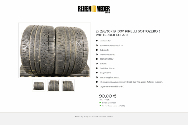 2x 295/30R19 100V PIRELLI SOTTOZERO 3 WINTERREIFEN 2013 #6561 – Bild 4