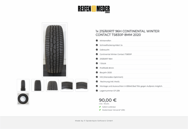 1x 215/60R17 96H CONTINENTAL WINTER CONTACT TS830P 8MM 2020 #1MXM – Bild 7