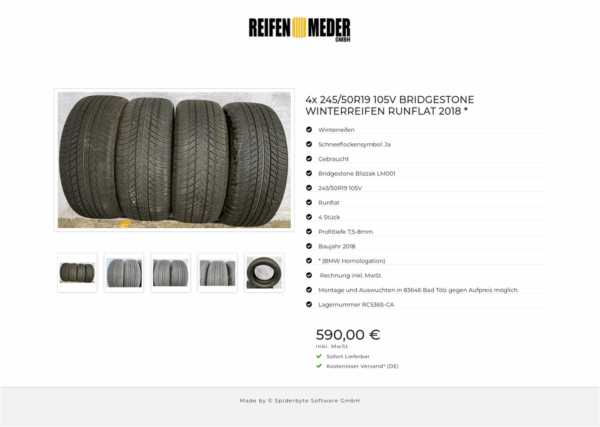 4x 245/50R19 105V BRIDGESTONE WINTERREIFEN RUNFLAT 2018 * #9907 – Bild 6