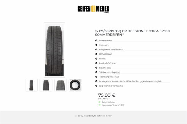 1x 175/60R19 86Q BRIDGESTONE ECOPIA EP500 SOMMERREIFEN * #1WNG – Bild 5
