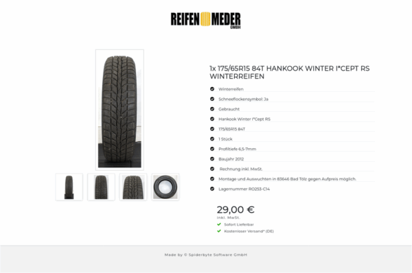 1x 175/65R15 84T HANKOOK WINTER I*CEPT RS WINTERREIFEN #1F4I – Bild 5