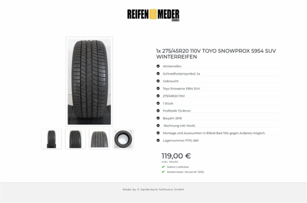 1x 275/45R20 110V TOYO SNOWPROX S954 SUV WINTERREIFEN #1I2C – Bild 5