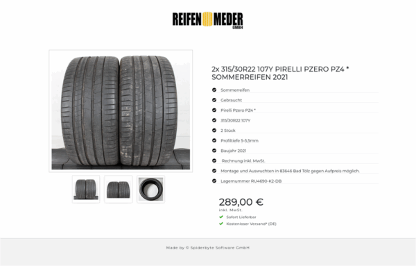 2x 315/30R22 107Y PIRELLI PZERO PZ4 * SOMMERREIFEN 2021 #142I – Bild 4