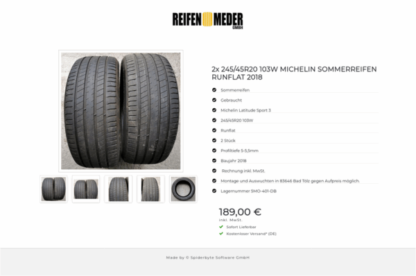 2x 245/45R20 103W MICHELIN SOMMERREIFEN RUNFLAT 2018 #4766 – Bild 6
