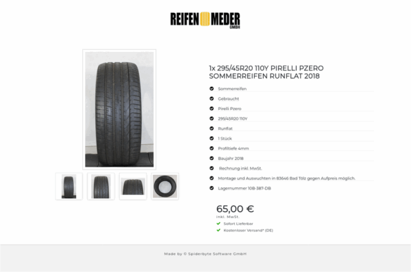 1x 295/45R20 110Y PIRELLI PZERO SOMMERREIFEN RUNFLAT 2018 #1KTJ – Bild 5