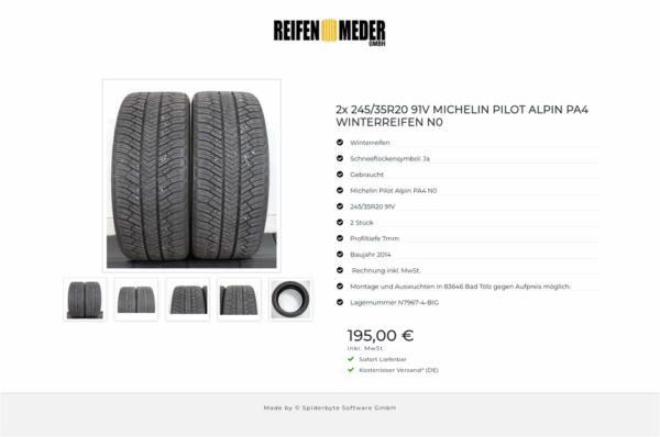 2x 245/35R20 91V MICHELIN PILOT ALPIN PA4 WINTERREIFEN N0 #1EWN – Bild 6