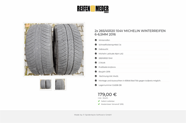 2x 265/45R20 104V MICHELIN WINTERREIFEN 6-6,5MM 2016 #5499 – Bild 3
