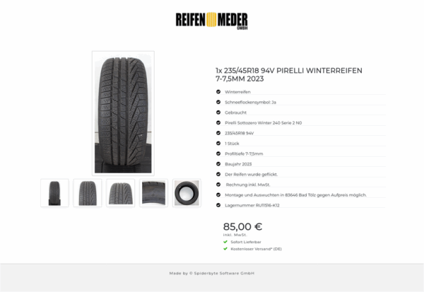 1x 235/45R18 94V PIRELLI WINTERREIFEN 7-7,5MM 2023 #1WNY – Bild 6