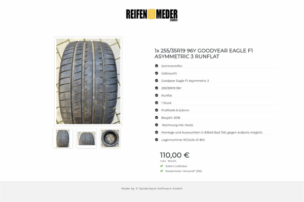 1x 255/35R19 96Y GOODYEAR EAGLE F1 ASYMMETRIC 3 RUNFLAT #8398 – Bild 4