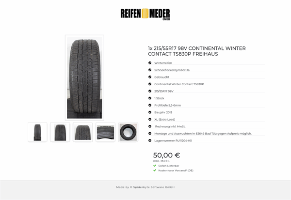 1x 215/55R17 98V CONTINENTAL WINTER CONTACT TS830P FREIHAUS #1UWL – Bild 6