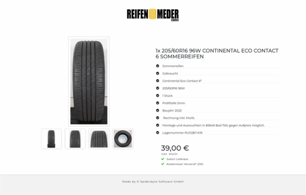 1x 205/60R16 96W CONTINENTAL  ECO CONTACT 6 SOMMERREIFEN #1V8J – Bild 5