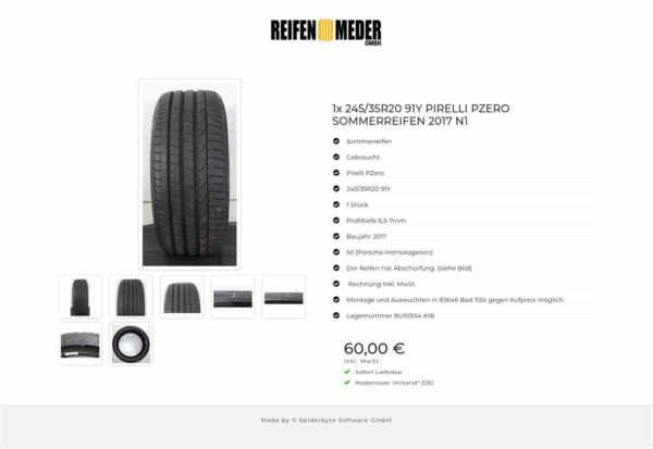 1x 245/35R20 91Y PIRELLI PZERO SOMMERREIFEN 2017 N1 #1TGY – Bild 8