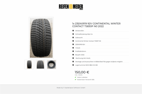 1x 235/40R19 92V CONTINENTAL WINTER CONTACT TS830P N0 2022 #11FC – Bild 4