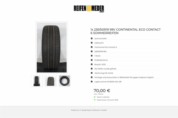 1x 235/50R19 99V CONTINENTAL ECO CONTACT 6 SOMMERREIFEN #194K – Bild 4