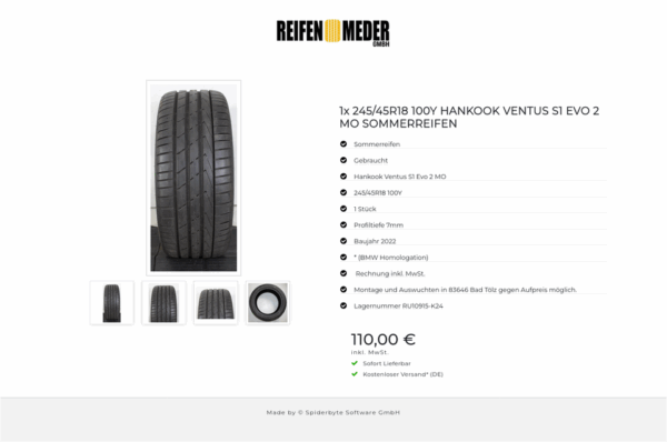 1x 245/45R18 100Y HANKOOK VENTUS S1 EVO 2 MO SOMMERREIFEN #1TCC – Bild 5