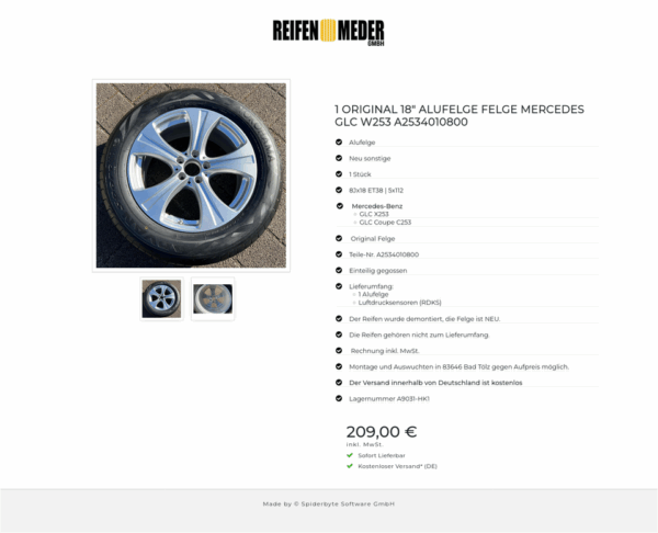 1 ORIGINAL 18" ALUFELGE FELGE MERCEDES GLC W253 A2534010800 #1RVZ – Bild 3