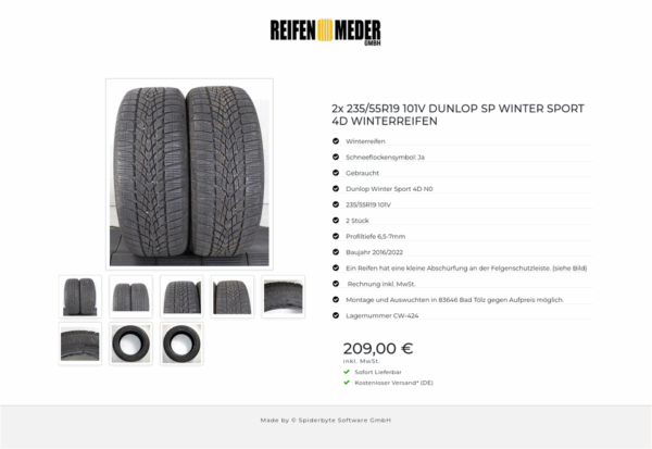 2x 235/55R19 101V DUNLOP SP WINTER SPORT 4D WINTERREIFEN #1P0X – Bild 9