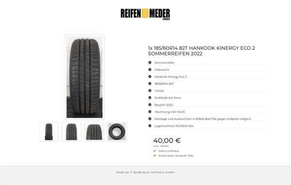 1x 185/60R14 82T HANKOOK KINERGY ECO 2 SOMMERREIFEN 2022 #1QKT – Bild 5