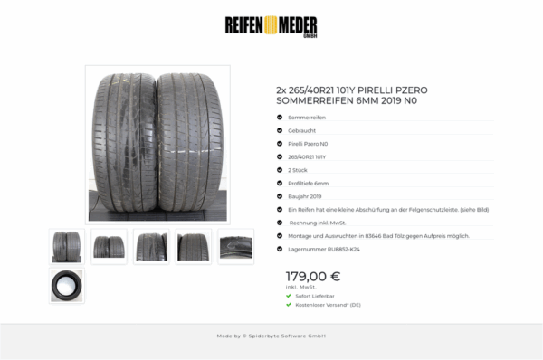2x 265/40R21 101Y PIRELLI PZERO SOMMERREIFEN 6MM 2019 N0 #1IYA – Bild 7