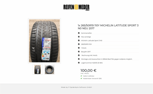 1x 265/50R19 110Y MICHELIN LATITUDE SPORT 3 N0 NEU 2017 #6526 – Bild 3