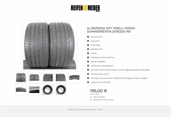 2x 315/30R22 107Y PIRELLI PZERO SOMMERREIFEN 2019/2021 N0 #1H5U – Bild 10