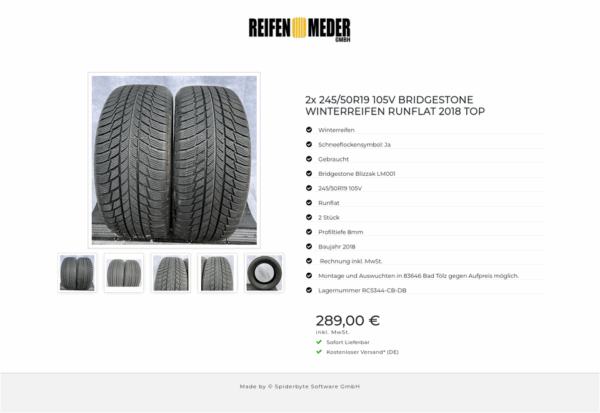2x 245/50R19 105V BRIDGESTONE WINTERREIFEN RUNFLAT 2018 TOP #9881 – Bild 6