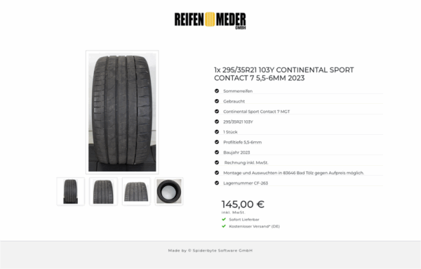 1x 295/35R21 103Y CONTINENTAL SPORT CONTACT 7 5,5-6MM 2023 #1P0Q – Bild 5