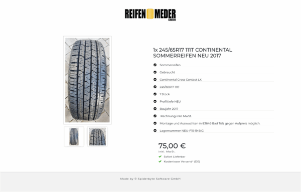 1x 245/65R17 111T CONTINENTAL SOMMERREIFEN NEU 2017 #6469 – Bild 3