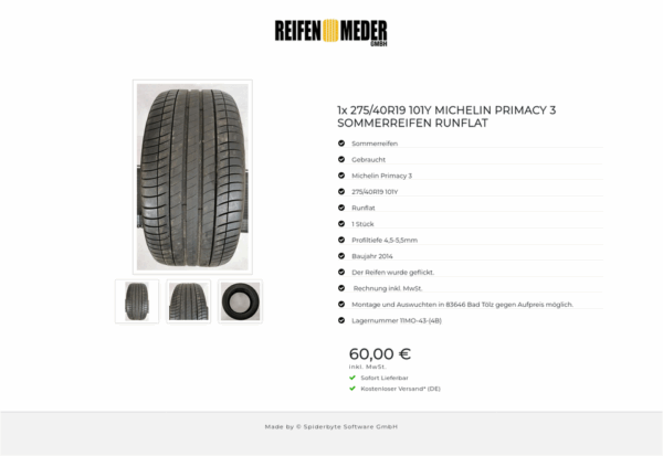 1x 275/40R19 101Y MICHELIN PRIMACY 3 SOMMERREIFEN RUNFLAT #137W – Bild 4
