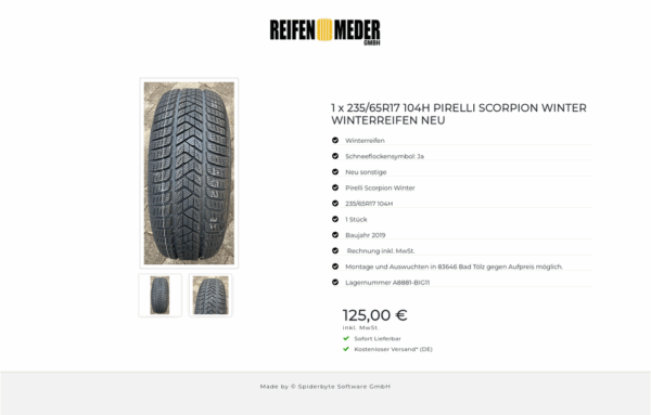 1 x 235/65R17 104H PIRELLI SCORPION WINTER WINTERREIFEN NEU #1Q8W – Bild 3