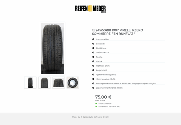 1x 245/50R18 100Y PIRELLI PZERO SOMMERREIFEN RUNFLAT * #4375 – Bild 5