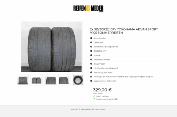 2x 315/30R22 107Y YOKOHAMA ADVAN SPORT V105 SOMMERREIFEN #1IAK – Bild 6