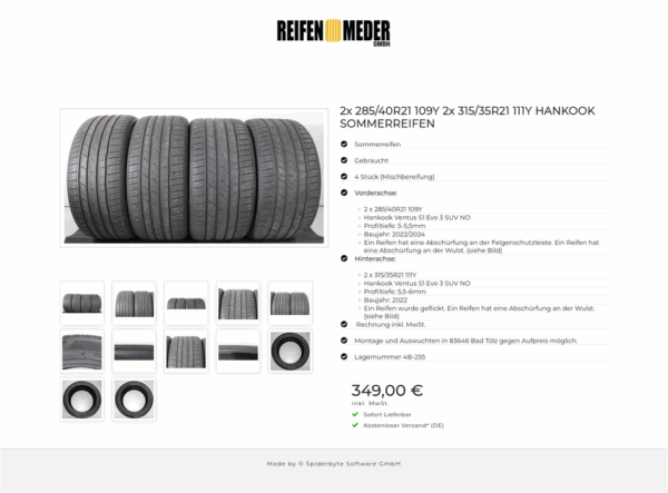 2x 285/40R21 109Y 2x 315/35R21 111Y HANKOOK SOMMERREIFEN #1XUU – Bild 10