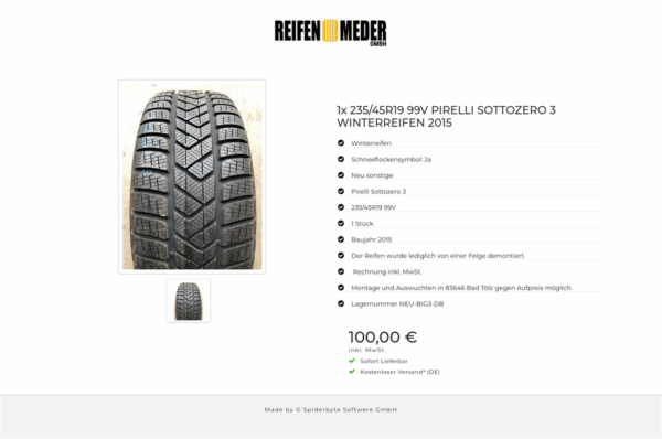 1x 235/45R19 99V PIRELLI SOTTOZERO 3 WINTERREIFEN 2015 #6422 – Bild 2