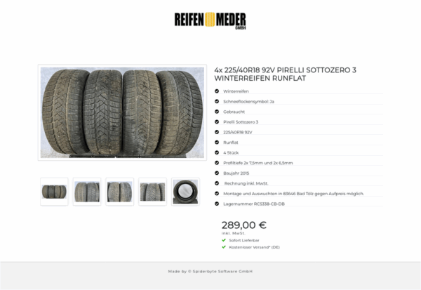 4x 225/40R18 92V PIRELLI SOTTOZERO 3 WINTERREIFEN RUNFLAT #9875 – Bild 6