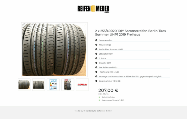 2 X 255/40R20 101Y BERLIN TIRES SUMMER UHP 1 SOMMERREIFEN #120L – Bild 6