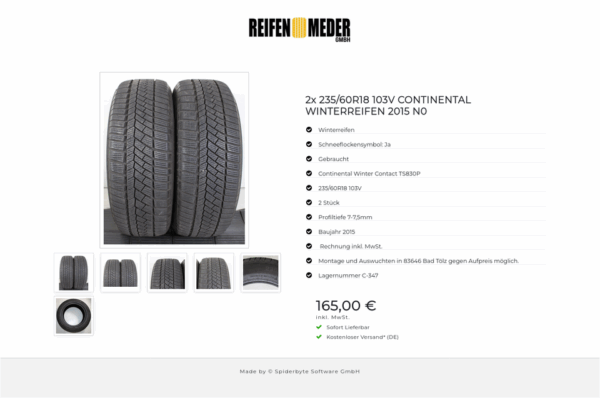 2x 235/60R18 103V CONTINENTAL WINTERREIFEN 2015 N0 #1OSY – Bild 7