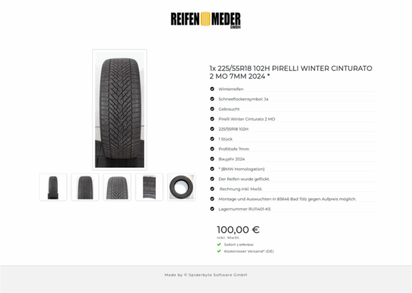 1x 225/55R18 102H PIRELLI WINTER CINTURATO 2 MO 7MM 2024 * #1W4F – Bild 6
