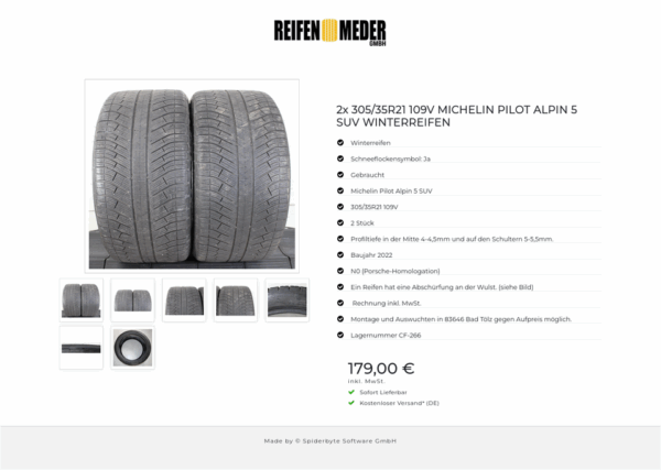 2x 305/35R21 109V MICHELIN PILOT ALPIN 5 SUV WINTERREIFEN #1PPR – Bild 8