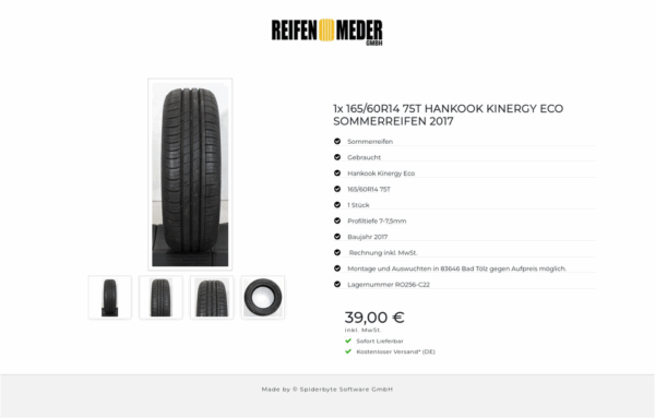 1x 165/60R14 75T HANKOOK KINERGY ECO SOMMERREIFEN 2017 #1F4R – Bild 5