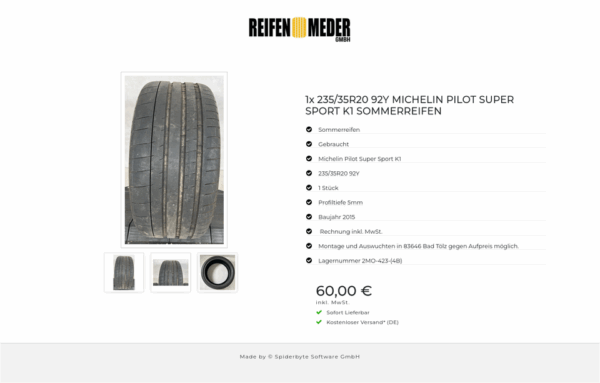 1x 235/35R20 92Y MICHELIN PILOT SUPER SPORT K1 SOMMERREIFEN #174E – Bild 4