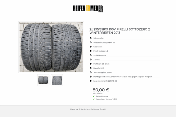 2x 295/35R19 100V PIRELLI SOTTOZERO 2 WINTERREIFEN 2013 #4965 – Bild 3