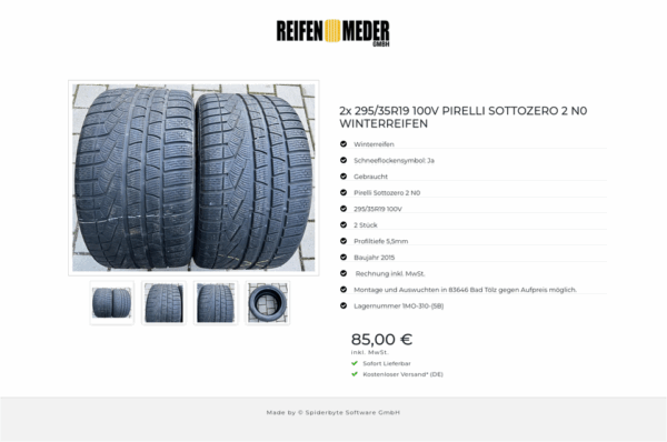 2x 295/35R19 100V PIRELLI SOTTOZERO 2 N0 WINTERREIFEN #10CO – Bild 5
