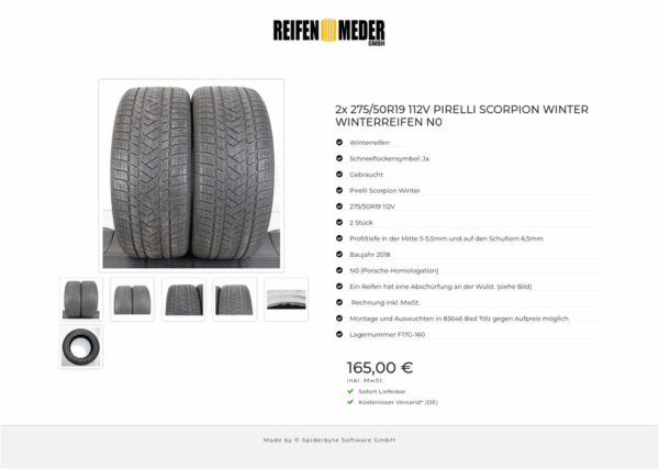 2x 275/50R19 112V PIRELLI SCORPION WINTER WINTERREIFEN N0 #1H6F – Bild 7