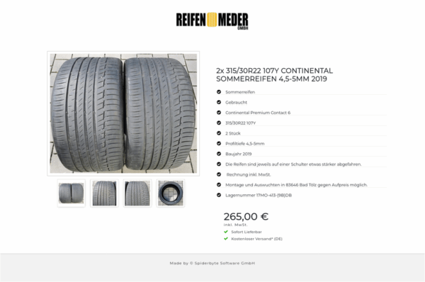 2x 315/30R22 107Y CONTINENTAL SOMMERREIFEN 4,5-5MM 2019 #7391 – Bild 5